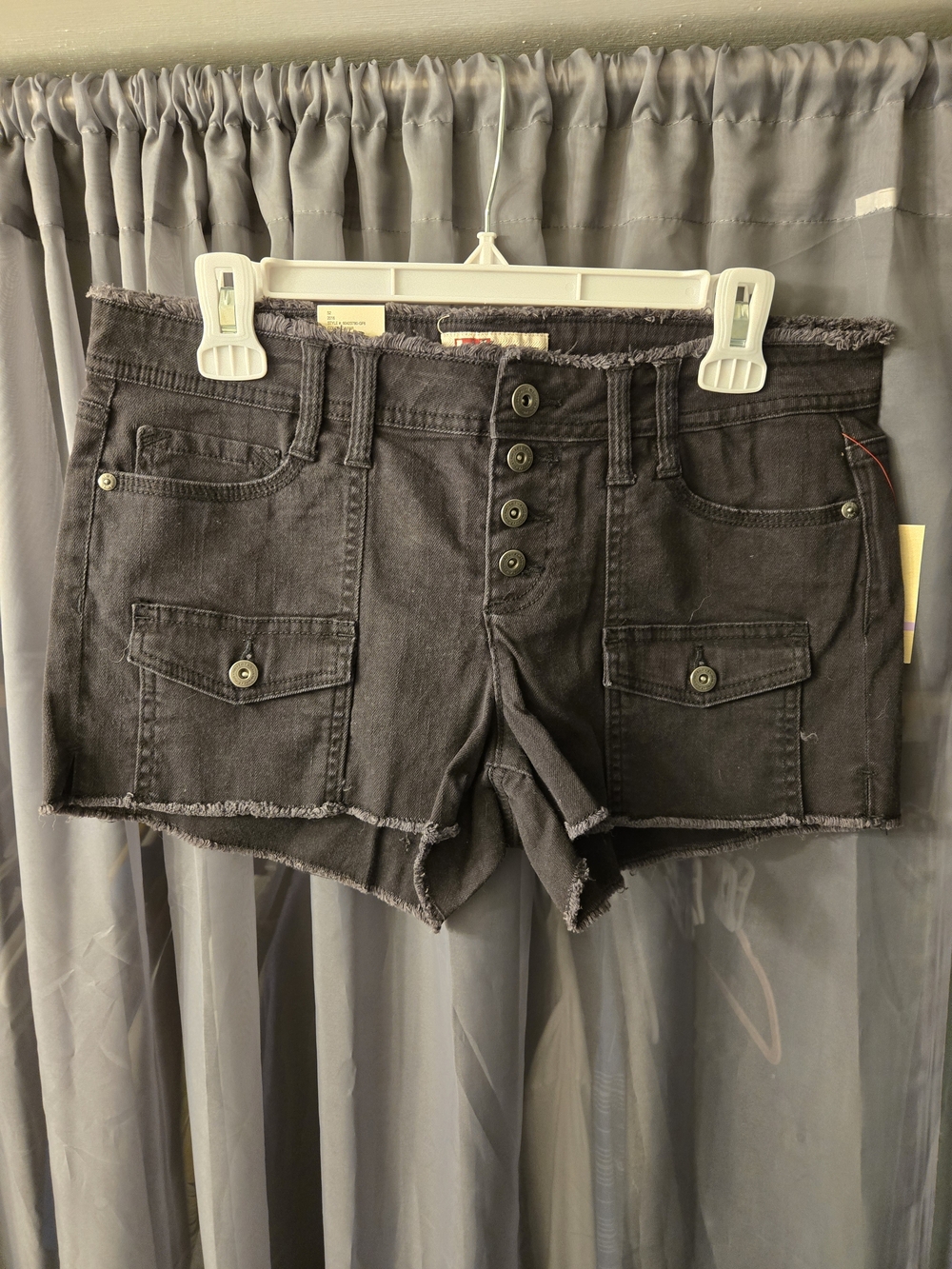 2 Shorts Black Frayed Hem Utility Denim And Jean Distressed Shorts
